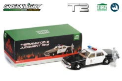 Greenlight 1:18 - Terminator 2: Judgment Day / 1987 Chevrolet Caprice Metropolitan Police With T-1000 Liquid Metal Android Figure